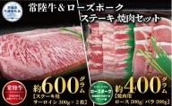 【ステーキ焼肉セット】常陸牛ステーキ600ｇ・ローズポーク焼肉用400ｇ（茨城県共通返礼品）
