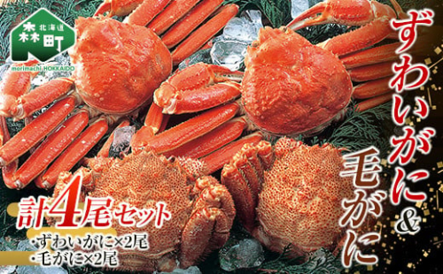 ずわいがに毛がに４尾セット 北海道森町水揚げ かに カニ 蟹 ガニ がに 森町 ふるさと納税 北海道 毛蟹 毛かに 毛ガニ 毛カニ 北海道 ズワイカニ ズワイ蟹 ズワイガニ 食べ比べ mr1-1083 1147806 - 北海道森町