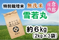 食の都庄内　井上農場の【無洗米（精米）】特別栽培米雪若丸6kg