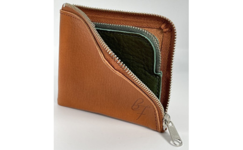 F-57　コインケース（本ヌメ革）キャメル×グリーン　＊「本物」の革の質感がここにあります。 1151966 - 兵庫県たつの市