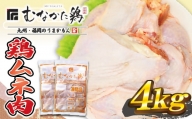 宗像産ブランド鶏【むなかた鶏】ムネ肉4kg（平飼い）【JAほたるの里】_KA1419
