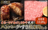 ＜網走産＞【オホーツクあばしり和牛】ハンバーグ・すき焼き肉セット 総重量1120ｇ ABW006