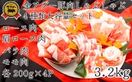 沖縄県産　金アグー　豚肉しゃぶしゃぶ4種類大容量セット　3.2kg　200g×16パック