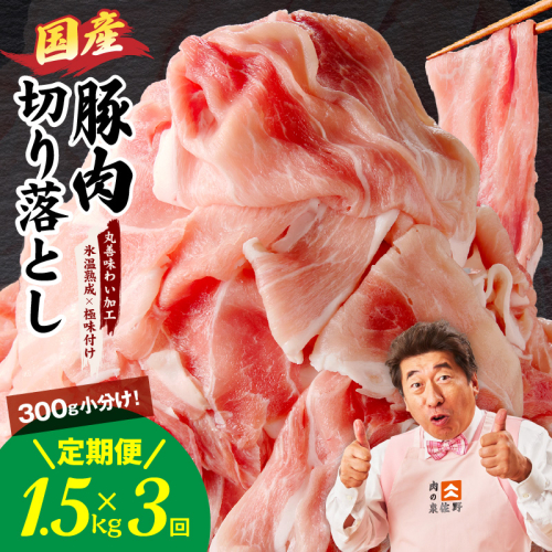 【定期便】国産 豚肉 切り落とし 1.5kg×3回【氷温熟成×極味付け 小分け 300g×5P ぶたにく 普段使い 野菜炒め】 099Z352 1160680 - 大阪府泉佐野市