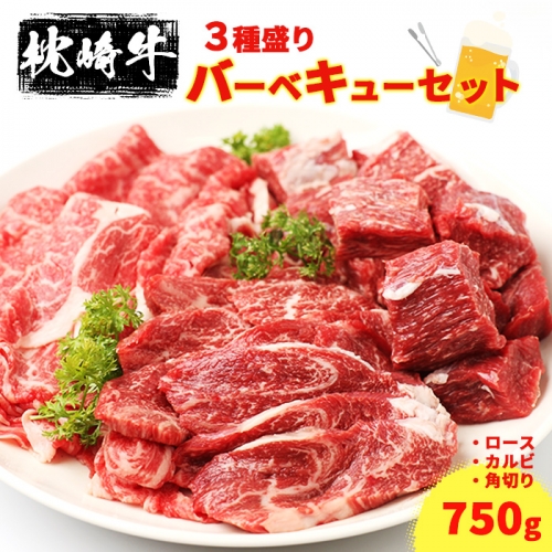 【枕崎牛】バーベキューセット 750g　鹿児島県産 牛肉 ロース カルビ 角切り CC-131