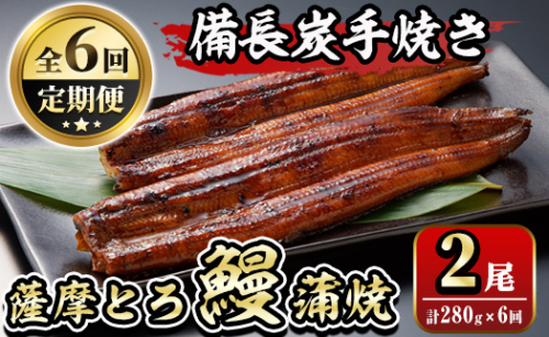 K-042 【定期便6回】薩摩とろ鰻蒲焼(計280g：140g×2尾)×6回 【株式会社志】うなぎ ウナギ 蒲焼き 蒲焼 かばやき タレ 鹿児島 国産 冷凍 1161293 - 鹿児島県霧島市