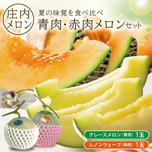 SA2542　庄内メロン　グレース、レノンウェーブ　約3kg　計2玉(青肉・赤肉各1玉) 116391 - 山形県酒田市