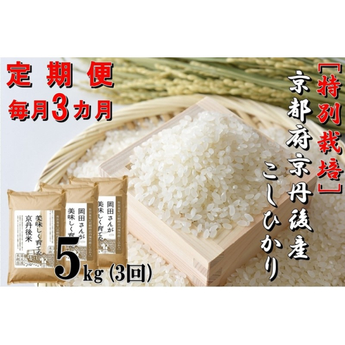 【定期便３か月】特別栽培 京都府京丹後市産こしひかり 岡田さんが美味しく育てた京丹後米5kg×3カ月
 1165649 - 京都府京丹後市