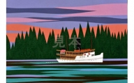 柳原良平作品（切り絵） 「森と湖（フィンランド）」