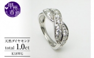 指輪 天然 ダイヤ 1.0ct SIクラス クロスリング 天然石 15石【K18ホワイトゴールド】r-12（KRP）Q02-1410