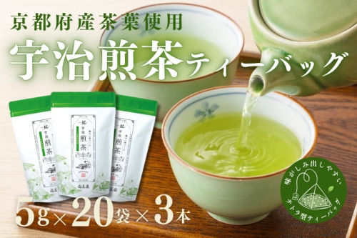 宇治・煎茶ティーバッグ 5g×20個×3袋　〈お茶 茶 煎茶 緑茶 かぶせ茶 飲料 ティーバッグ 煎茶ティーバッグ ティーパック 宇治茶 日本茶 加工食品〉 宇治煎茶ティーバッグ  116784 - 京都府宇治田原町