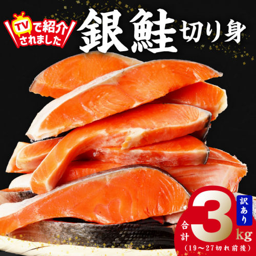 銀鮭 切り身 3kg 27切れ前後【TVで紹介 訳あり サイズ不揃い 海鮮 魚介 鮭 さけ しゃけ お弁当 簡単調理 家計応援】 kgp0018 1172490 - 大阪府泉佐野市