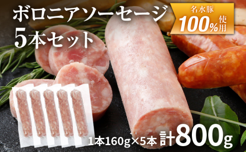ボロニアソーセージ５本(160g×5)セット ソーセージ ボロニア 名水豚 お肉 ステーキ バーベキュー BBQ 惣菜 豚肉 ウデ肉100% お弁当 朝ごはん 朝食 おかず 福岡県 大木町 お取り寄せ 冷凍 AP14 1176808 - 福岡県大木町