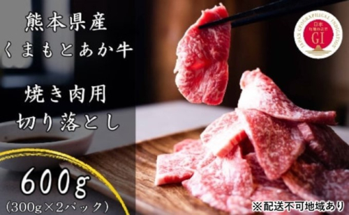 焼肉セット 炭火 牛肉 あか牛 600g 熊本県産 GI認証取得 くまもと 赤牛 熊本 和牛 肥後 焼き肉用 切り落とし 配送不可:離島 お肉  117855 - 熊本県錦町