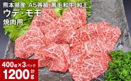 熊本県産 A5等級 黒毛和牛 和王 ウデ・モモ 焼肉用 400g×3パック 計1200g