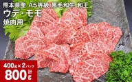 熊本県産 A5等級 黒毛和牛 和王 ウデ・モモ 焼肉用 400g×2パック 計800g
