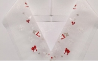 半衿　クリスマス柄　白地に白赤　刺繍　半襟 [№5275-0416]