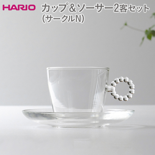 HARIO カップ＆ソーサー 2客セット「サークルN」シリーズ［HTW-CS-C-N］｜ハリオ 耐熱 ガラス 食器 器 キッチン 日用品 キッチン用品 日本製 おしゃれ かわいい 紅茶 茶 カップ ソーサー 2客_DL21 1182045 - 茨城県古河市