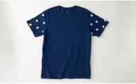 071N706-4 京都・嬉染居　京鹿の子絞の天然藍染めTシャツ（袖水玉）レディース color５・サイズ３(L) [高島屋選定品］