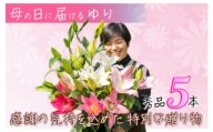 母の日に感謝を「花束」に込めて。【オリエンタルリリー5本】 Osy-06