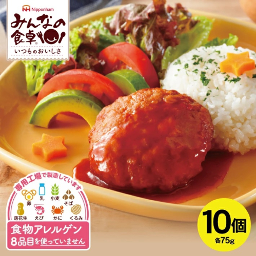 SA1995　東北日本ハム《みんなの食卓》 ハンバーグ　75g×10個 1186538 - 山形県酒田市