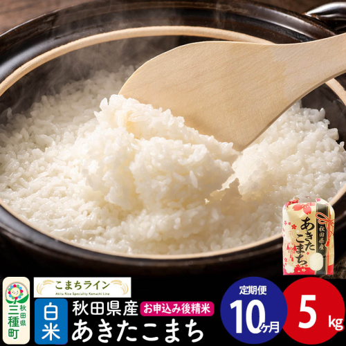 《定期便10ヶ月》【白米】あきたこまち 5kg 秋田県産 令和7年産  こまちライン 1189424 - 秋田県三種町