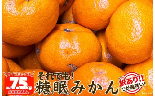 ［先行予約］訳あり それでも 熟成みかん 箱込7.5kg ( 内容量 6.8kg ) サイズミックス Ｂ品 有田みかん 和歌山県産 産地直送 家庭用 【みかんの会】 1190156 - 和歌山県有田川町