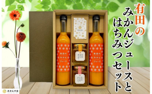 みかんジュース (500ml×2本) と はちみつ ( みかん蜂蜜・百花蜂蜜 各210g) セット 和歌山県産 産地直送 【みかんの会】 1190327 - 和歌山県有田川町