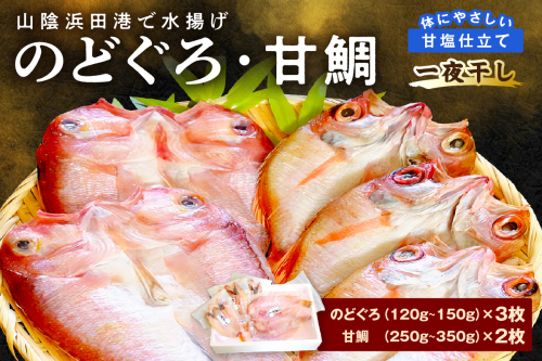 山陰浜田港「のどぐろ一夜干し・甘鯛一夜干し」 魚 干物 乾物 干もの ひもの 一夜干し のどぐろ アマダイ 甘鯛 鯛 セット 詰め合わせ お中元 お歳暮 ギフト 個包装 小分け 【136_1218】 1196237 - 島根県浜田市