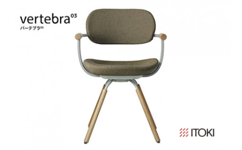 イトーキ バーテブラ03 （vertebra03）ワークチェア【 お客様組立品 ( かんたん組立 ) /   4本脚 回転 木タイプ/オークライト CD張地：L2/ダークオリーブ 本体：L4/ペールオリーブ / 柴田文江氏デザイン / 日本製 】  オフィスチェア デスクチェア ダイニングチェア KG-877CD-L4L2CF (KG-877CD-L4L2C)【EI097W】 1199941 - 滋賀県近江八幡市