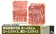 秋田県横手市産 あっぷるとん ローススライス＆肩ローススライス詰合せ 合計1.2kg（600g×各1パック）豚肉