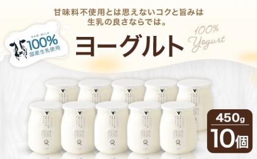 石坂ファーム 生乳100％ ヨーグルト 450g×10個 計4.5kg 1202707 - 熊本県益城町