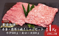 宮崎県産黒毛和牛赤身・霜降り焼きしゃぶ計1.0kg　A210