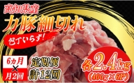 【定期便】高知県大月町産 力豚細切れ 月2回 6パック × 6カ月