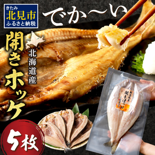 北海道産 なまらでかい！開きホッケ 5枚セット ( ほっけ 海鮮 魚 冷凍 ふるさと納税 真空パック プレゼント お中元 お歳暮 贈答 贈り物 )【094-0049】 1209280 - 北海道北見市