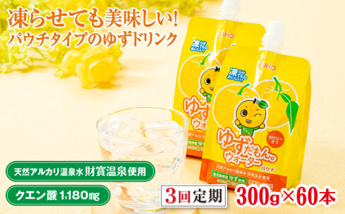 E5-2255／【3回定期】 ゆずドリンク 300g×60本 パウチ ゆずだもん。ウォーター 1210262 - 鹿児島県垂水市