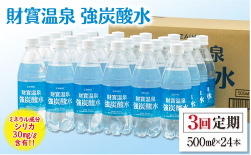 B2-22132／【3回定期】財寶温泉　強炭酸水 500ml×24本 1210265 - 鹿児島県垂水市