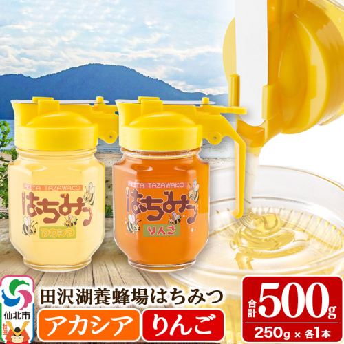 秋田県産はちみつ（アカシア・リンゴ）250g×各1本 合計500g 化粧箱入り 詰め合わせセット 田沢湖養蜂場 1214979 - 秋田県仙北市