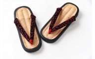 [Lサイズ]山形伝統 手編み 竹皮草履(女性用・外履き)「竹粋-CHIKUSUI-赤とんぼ」 024-H-KZ012-L