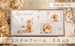 木目と艶感の調和が美しいモダンな壁掛けフレーム。こだわり抜いた作品をインテリアにいかがでしょうか。【プラン内容】1. 背景選び2. ポートレート撮影3. クリスタルフレーム4. お写真選び5. デザイ