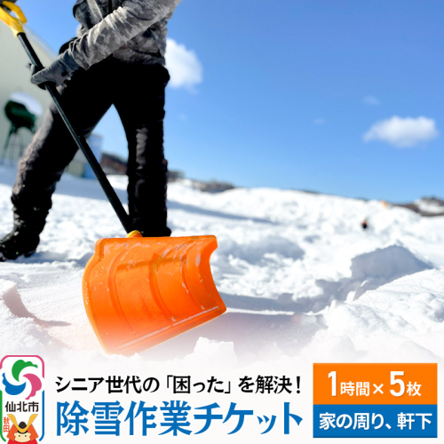 シニア世代の「困った」を解決！除雪作業サービス利用チケット 1時間×5枚【家の周りや軒下の除雪作業にご利用可能】 1223782 - 秋田県仙北市