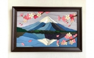 塩沢織木目込みパッチワーク 桜と逆さ富士