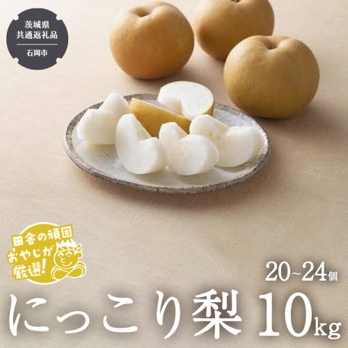 にっこり梨 10kg（20〜24個）【10月より発送開始】（茨城県共通返礼品：石岡市産）田舎の頑固おやじが厳選！ 梨 なし ナシ 果物 フルーツ 茨城県産 [BI431-NT] 1226421 - 茨城県つくばみらい市