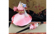 【ピンク】飛沫防止食器カバー＆箸カバーセット着物ドールリウム「華姫」「コデマリ」【日用品・和装・人形】