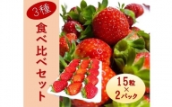 シエルファーム 大粒いちご 15粒 3品種 食べ比べ 2パック / 大粒 高級 いちご 苺