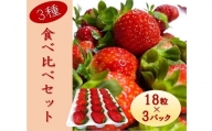 シエルファーム 大粒いちご 18粒 3品種 食べ比べ 3パック / 大粒 高級 いちご 苺