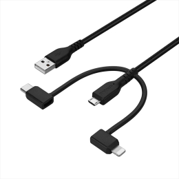 大人気の超タフストロングUSB Type-A to 3 in 1ケーブルの新モデルです。100000回以上の屈曲試験に耐え、コネクタの付け根にロングブッシュ形状を採用し引っ張りや引き裂きに強く防弾チョ