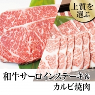 【鹿児島県産】 黒毛和牛 サーロインステーキ 320g＆カルビ 焼肉 300g
