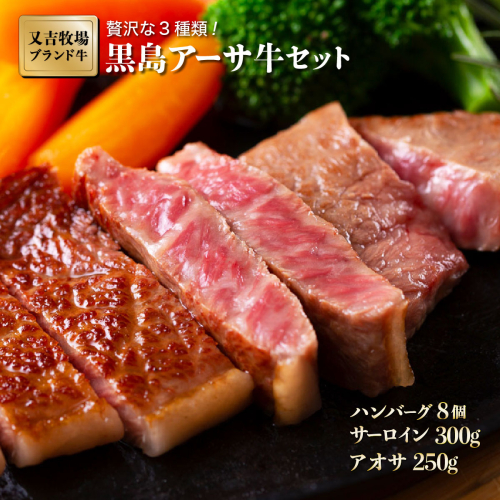 黒島アーサ牛セット ( ハンバーグ 150g×8 サーロイン 150g×2 アーサ 250g ) 1235820 - 沖縄県竹富町