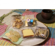 京丹後市焼菓子５種Aセット(塩クッキー、パウンドケーキチョコチップ、スティックビスケット、黒糖せんべい、焼き菓子（せんべい）)